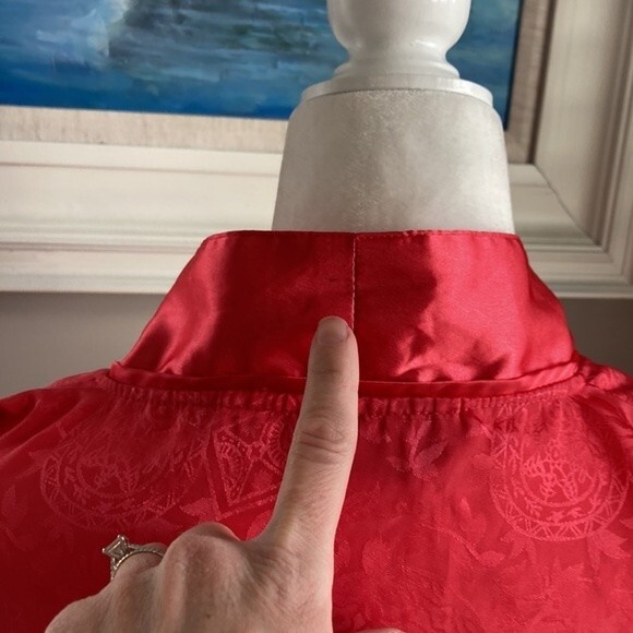 Victoria’s Secret Vintage Satin Gold Label Coral Embossed Robe OS - Picture 5 of 12